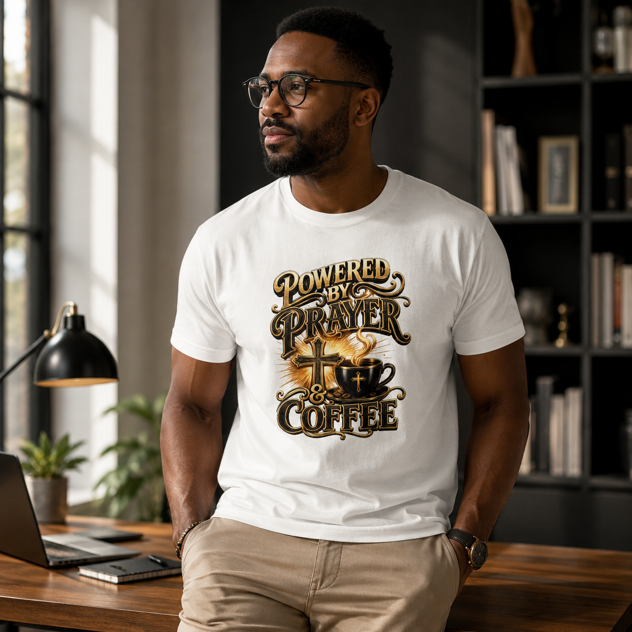 Powered By Prayer & Coffee T-Shirt