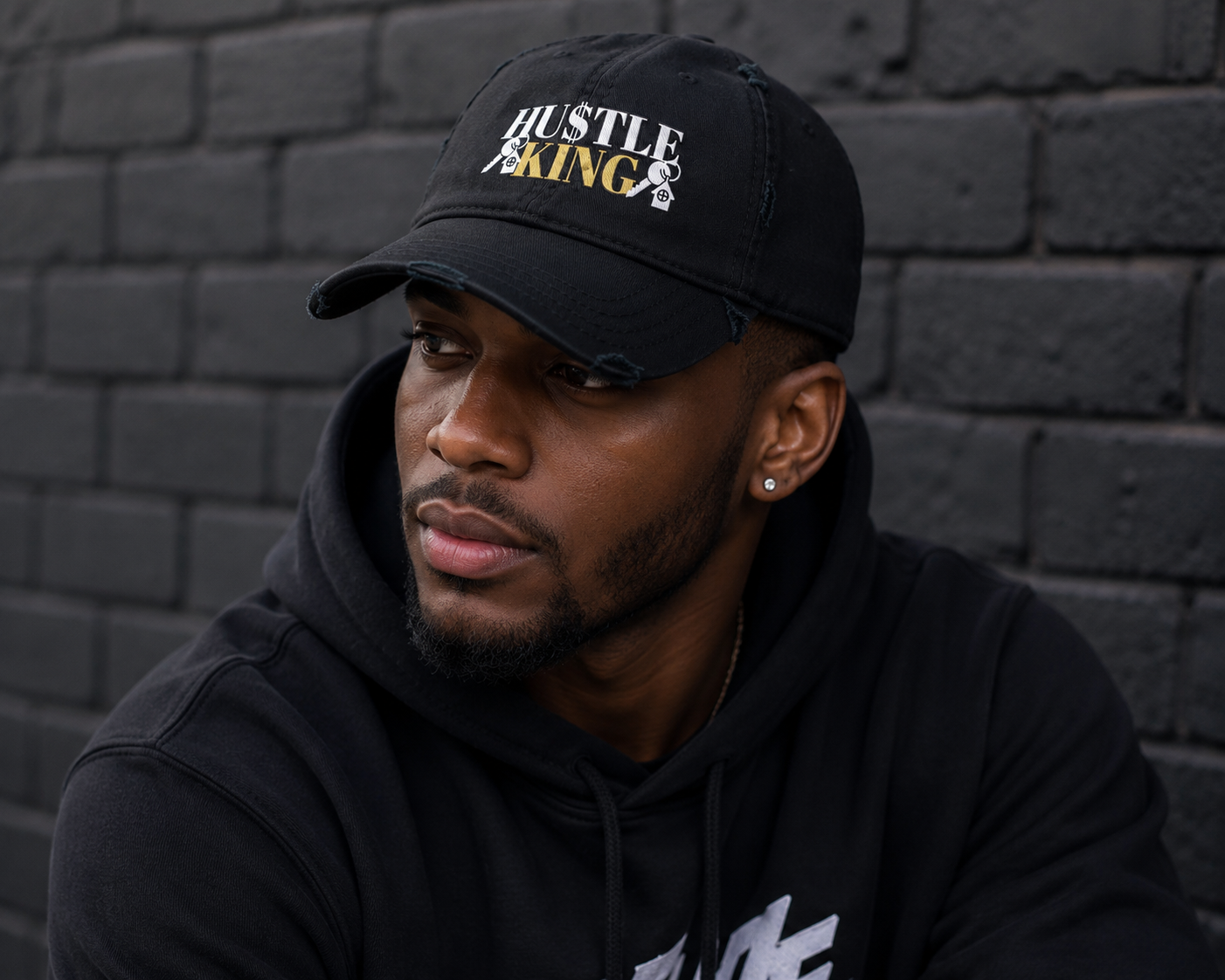 Hustle King Distressed Hat